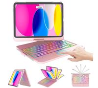 CC Store Touchpad Keyboard Case for 10th Generation 10.9" 2022, Multi-Touch & Backlit Keys, 360° Rotatable & Pencil Holder, Case with Backlit Trackpad Keyboard for 10th Gen (Rose Gold)