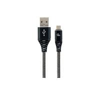 CC-USB2B-AMMBM-1M-BW câble USB 2.0 Micro-USB B USB A Noir, Blanc (Gembird Premium cotton braided Micro-USB charging and data cable,1m,black/white)