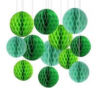 CC wonderland zone Lot de 12 Boules en Papier nid d'abeille Vert,Honeycomb Balls,Papier Pompom pour Décoration de Fête,St. Patrick's Day deko