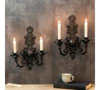 CC Wonderland Zone Lot de 2 Appliques murales en métal - Décoration d'intérieur Rustique - Appliques murales Noires - Idéales pour Les Bougies