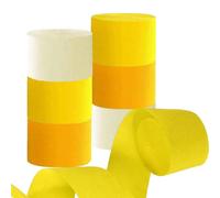 CC wonderland zone Lot de 6 Rouleaux Jaune Dégradé Papier Crépon 3 Couleurs(Jaune/Jaune Clair/Beige) pour Décoration de Fête-25M x 4.5cm