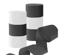 CC wonderland zone Lot de 6 Rouleaux Papier Crépon Noir et Blanc,Crêpe Streamers pour Décoration de Fête-25m x 4.5cm