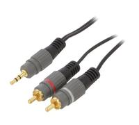 CCA-352-2.5M Câble Jack 3,5mm 3pin Mâle, RCA Mâle x2 2,5m Noir GEMBIRD
