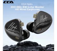 CCA-Écouteurs filaires HiFi 8BA + 2esse Hybrid Driver, 4 interrupteurs de réglage, isolation du bruit, intra-auriculaire, IEM, avec poignées, câble amovible Hydro Black no mic