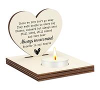 CCA740 Photophore commémoratif en bois avec inscription « Those We Love Don't Go Away », cadeau de condoléances pour la perte d'un être cher, décoration d'intérieur « Always on Our Mind »