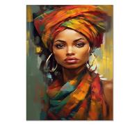 CcacHe Africaine Tableau Decoration Murale En Toile, Noire Moderne Orange, vert Grandes tableau pièce pour galerie salon chambre coucher alle bain décor -50x70cm Sans cadre