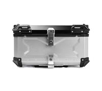 Top Case pour Moto Universel 65L 80L 100L Coffre De Rangement Moto en Aluminium Topcase Valise pour Moto Design Étanche Base À Dégagement Rapide Support De Montage (Color : Argent, Size : 65L)