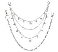 CCAIPU 2 pièces argent multicouche chaîne en métal ceinture pour femmes corps chaîne lien dames taille chaîne ceintures pour robe (Argent-B)