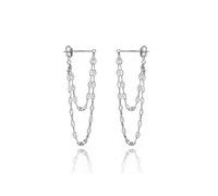 CCAIPU Boucles d'oreilles à pompons pour Femme, Boucles d'oreilles créoles en métal brillant avec chaîne à paillettes superposées, Cadeau bijou pour femmes et filles (Argent)