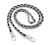 CCAIPU Bracelet de sac à main, chaîne en alliage doré, sangles de sac à main réglables, chaînes de remplacement pour sac à main à bandoulière (Argent/Noir-A)