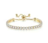 CCAIPU Bracelet Femme 18k Plaqué Or Zircone Strass Bracelet Classique Tennis Bracelet pour Femmes Filles Cadeaux (Gold, alliage)