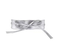 CCAIPU Ceinture Cinch en Cuir PU pour Femme, Ceinture de taille large Ceinture de Mode élastique et extensible (Argent)