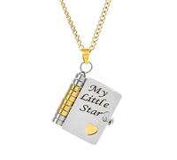 CCAIPU Collier pour fille - Cadeaux pour fille Collier pendentif réglable en acier inoxydable avec 6 pages, bijoux pour Femme pour anniversaire, Noël, remise de diplôme (B-Argent/Or)