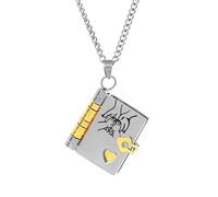 CCAIPU Collier pour fille - Cadeaux pour fille Collier pendentif réglable en acier inoxydable avec 6 pages, bijoux pour Femme pour anniversaire, Noël, remise de diplôme (A-Argent/Or)