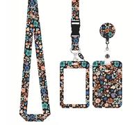 CCAIPU Floral Porte Badge pour carte ID, Porte-cartes Multicolore avec Clip Extensible et Protège-cartes de cou Amovible pour étudiants, Enseignants, Infirmières et Médecins (B-Multicolore)