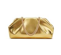 CCAIPU Pochettes et Clutches pour Femme, Sac a Main avec Chaîne, élégant Sac de Soirée en Cuir PU Souple Plissé avec Bandoulière Amovible pour Mariage ou Fête Nuptiale