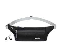 CCAIPU Sac Banane pour Homme Femme, Sac de Taille de Randonnée Ceinture Réglable avec Trou pour Casque d'écoute Sac de Taille Imperméable et léger pour Sport Voyage Camping en Plein Air (Noir)