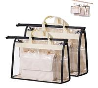 CCAIPU Sac de rangement pour sac à main, housse de rangement transparente anti-poussière, sac de rangement pour penderie et poignée, sac de rangement peu encombrant (2PCS-S+M)