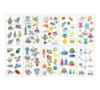 CCAIPU Tatouage Temporaire pour Les Enfants, 10 Feuilles de Voiture | Dinosaures | Animaux Autocollant de Tatouage (10 - Espace)