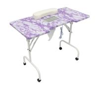 CCAUUB Table de manucure portable - Bureau à ongles pliable avec collecteur de poussière - Station de travail mobile de salon de spa avec coussinet de poignet du client (violet)