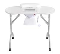 CCAUUB Table de manucure portable Bureau à ongles pliable avec collecteur de poussière Table de manucure, roulante Station de travail mobile de salon de spa avec coussinet de poignet du client (blanc)