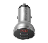 CCBX-0S Chargeur de Voiture avec Affichage Numérique 2x USB 24W - Argen