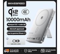 【CCC】MOVESPEED JP387Pro Qi2 25W Power Bank 10000mAh Chargeur Magnétique Rapide Batterie Externe pour iPhone 17 Pro Max Power Bank