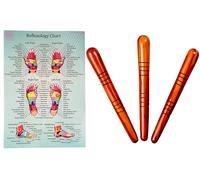 CCcollections Ensembles d'outils de Massage avec tableau pour professionnels, Massage des pieds et des mains, bâton en bois, réflexologie (Set B)