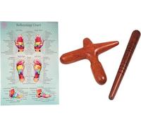 CCcollections Ensembles d'outils de Massage avec tableau pour professionnels, Massage des pieds et des mains, bâton en bois, réflexologie (Set E)