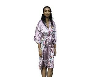 CCcollections Long Kimono Robe pour Femme, Peignoir de Luxe Léger - Élégante Robe de Nuit & Peignoir de Mariée, Cadeau Parfait pour une Douche Nuptiale & Loungewear de Luxe - Lilas (Lilac)
