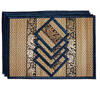 CCcollections Set de Table en Osier tressé à la Main Set de sous-Verre Alternative écologique au Plastique Style thaïlandais résistant à la Chaleur Facile à Nettoyer (Moyen Bleu Marine).