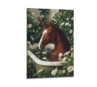 Cccyh_4K__A_brown_horse_is_sitting_in_the_bathtub_surro_ff1fe832-2d7f-4320-9065-b87d8cf0770c_3 - Poster décoratif sur toile - Affiches murales modernes pour chambre à coucher familiale