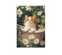 Cccyh_4K__A_cute_orange_and_white_cat_is_sitting_in_the_767065c1-6355-4c4e-995b-aae84f9803d4_3 Poster décoratif sur toile pour chambre à coucher familiale moderne