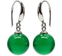 CCCYT Boucles d'oreilles Pendantes en Agate Naturelle for Femme de Style Vintage, Argent Sterling 925 Couleur émeraude Naturelle Bijoux Boucle d'oreille Argent Jade 925 (Couleur du métal : Vert)