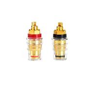 CCeCCe Lot de 2 bornes de reliure 5 voies pour haut-parleur - Connecteur banane femelle - En cuivre plaqué or - Filetage M8 - Pour amplificateur HiFi, bananes - Adaptateur audio