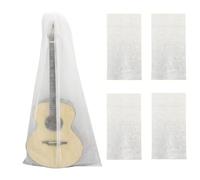 CCeCCe Lot de 4 housses de protection anti-poussière en tissu non tissé respirant avec revêtement anti-poussière pour guitares acoustiques, basses électriques et verticales 120 x 60 cm