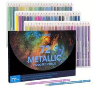 Ccfoud 72 Crayons de Couleur Métalliques,D'artiste Crayons Pastel Pour Dessiner Des Fournitures D'art,Dessin, Esquisse, Coloration Pour Adultes, Artistes ou Professionnels (72 Crayons Métalliques)