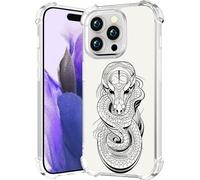CCFUNCASE Jolie coque transparente pour iPhone 15 Pro pour femme - Coque de téléphone robuste Funda compatible avec iPhone 15 Pro (serpent cool animal noir)