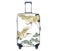 Cchgkpd Housse de bagage élastique lavable avec deux grues japonaises volantes traditionnelles pour valises de 45,7 à 81,3 cm, blanc, XL