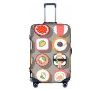 Cchgkpd Housse de bagage élastique lavable avec impression de nombreux aliments de sushi pour valises de 45,7 à 81,3 cm, blanc, XL