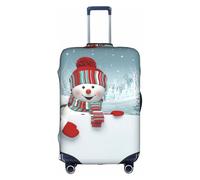 Cchgkpd Housse de bagage élastique lavable avec imprimé bonhomme de neige coquin pour valises de 45,7 à 81,3 cm, blanc, S