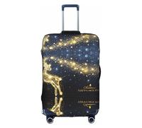 Cchgkpd Housse de bagage élastique lavable avec imprimé cerf doré pour valises de 45,7 à 81,3 cm, blanc, L