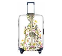 Cchgkpd Housse de bagage élastique lavable avec imprimé de fleurs pour valises de 45,7 à 81,3 cm, blanc, L