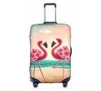 Cchgkpd Housse de bagage élastique lavable avec imprimé deux flamants roses pour valises de 45,7 à 81,3 cm, blanc, XL