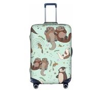 Cchgkpd Housse de bagage élastique lavable avec imprimé loutre mignon de dessin animé pour valises de 45,7 à 81,3 cm, blanc, M