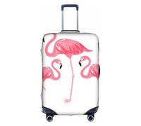 Cchgkpd Housse de bagage élastique lavable avec imprimé quatre flamants roses pour valises de 45,7 à 81,3 cm, blanc, L