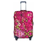 Cchgkpd Housse de bagage élastique lavable avec imprimé roses en bourgeon pour valises de 45,7 à 81,3 cm, blanc, S