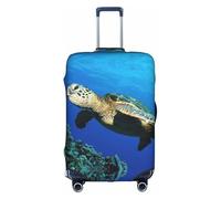 Cchgkpd Housse de bagage élastique lavable avec imprimé sous-marin tortue sous la mer pour valises de 45,7 à 81,3 cm, blanc, XL