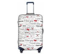 Cchgkpd Housse de bagage élastique lavable avec inscription « I Love You » avec des mots avec cœurs pour valises de 45,7 à 81,3 cm, blanc, XL