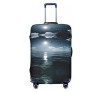 Cchgkpd Housse de bagage élastique lavable personnalisée avec imprimé lune de mer pour valises de 45,7 à 81,3 cm, blanc, S